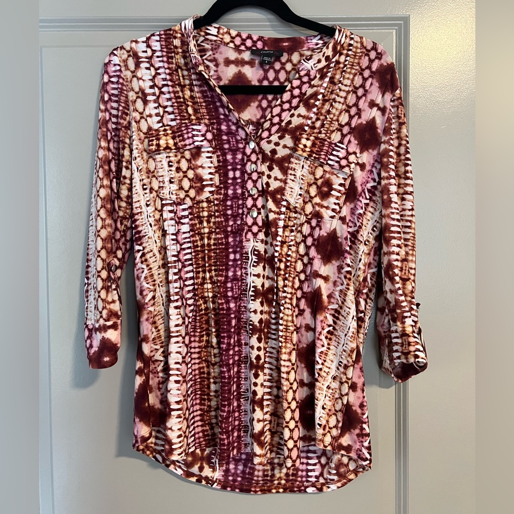 button down shirt in snake print